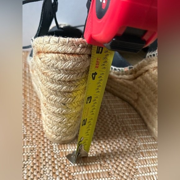 Saint Laurent YSL Black Leather Floral Espadrilles Wedge Sandals,Heels,US 6.5 - Picture 10 of 11